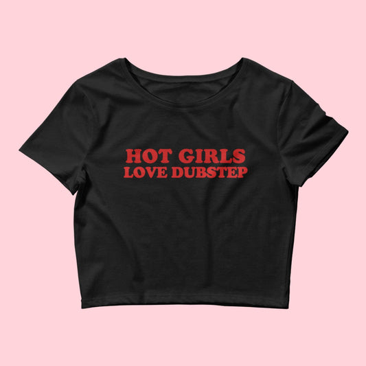 hot girls love dubstep red text baby tee | edm festival rave wear rave outfit