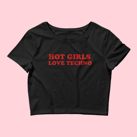 hot girls love techno basic baby tee | edm merch music festival rave wear rave outfit