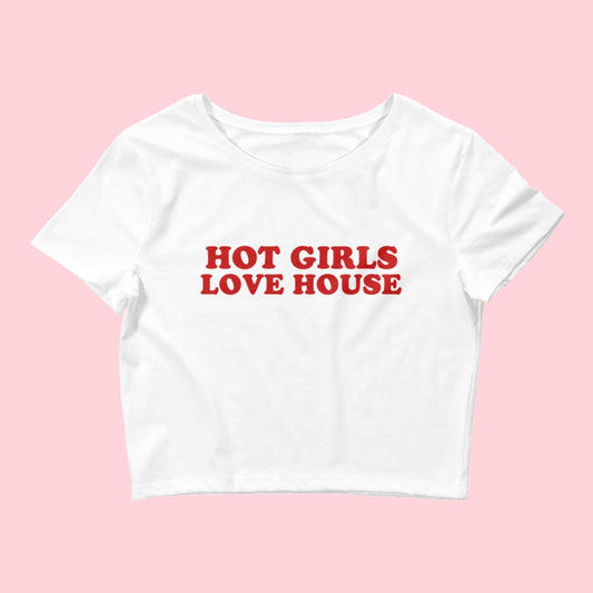 hot girls love house music red text baby tee | edm merch music festival rave wear rave outfit